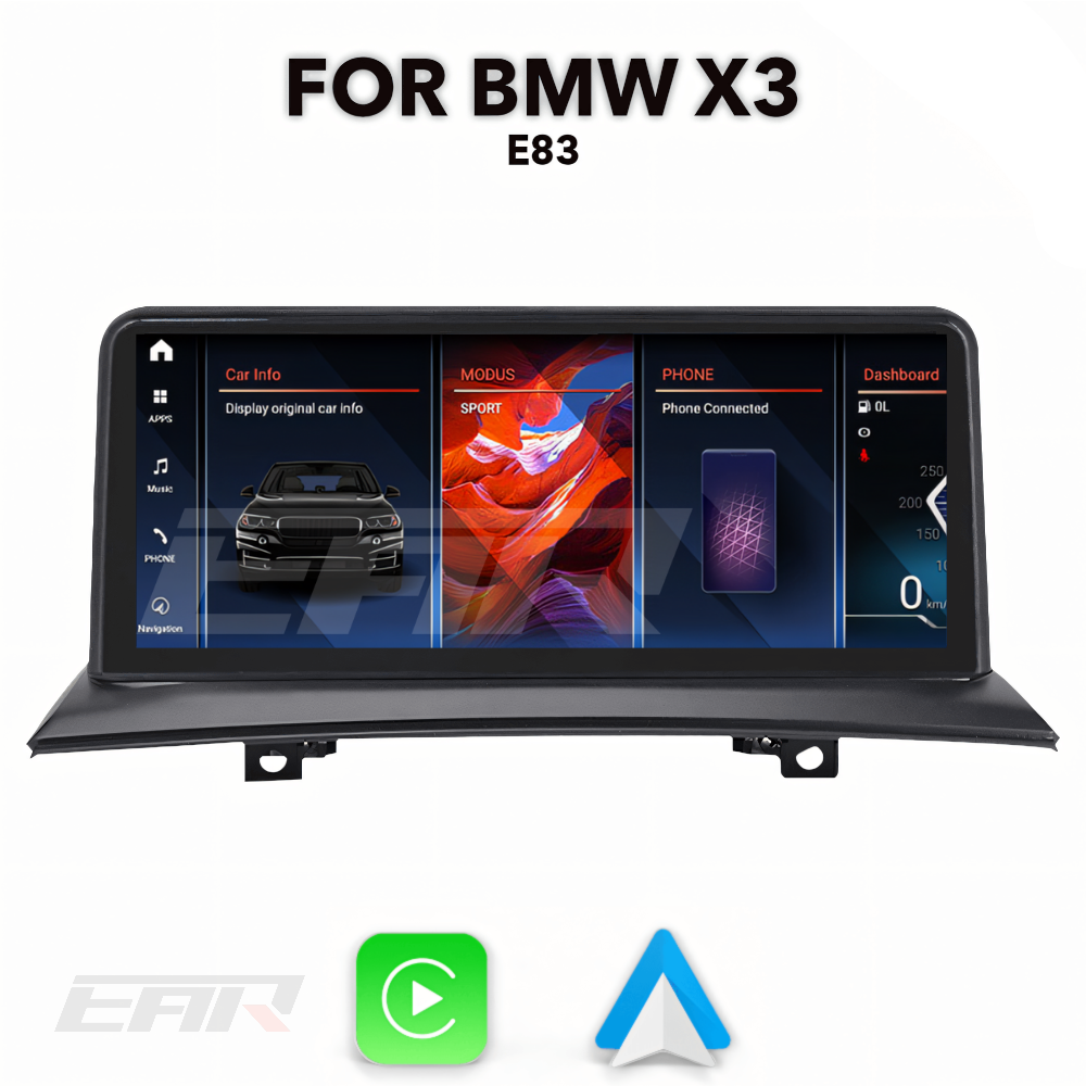 BMW iDrive 8 Android 13.0 X3 (E83) Multimedia 10.25" Touchscreen Display + Built-In Wireless Carplay & Android Auto | 2004 - 2009