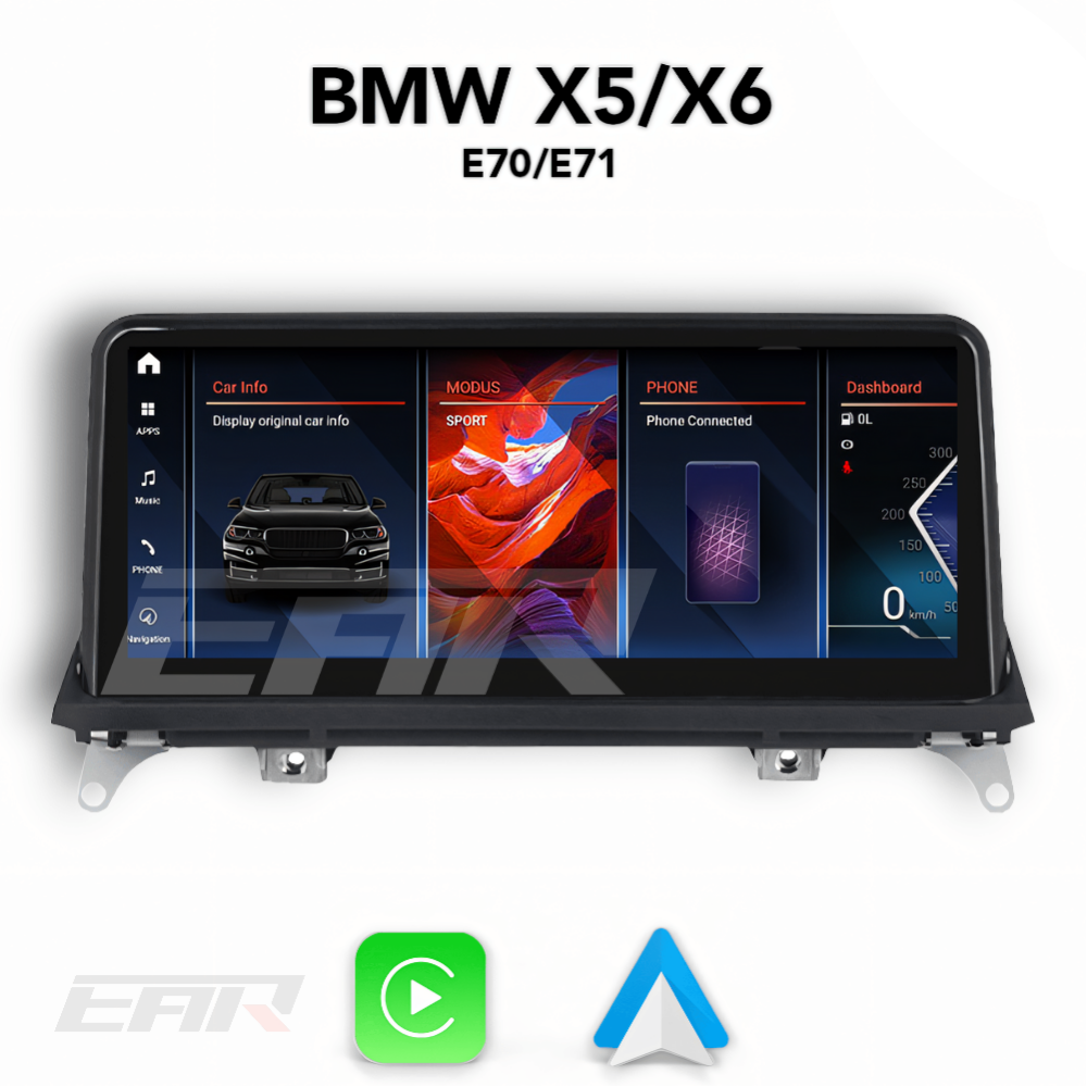 BMW iDrive 8 Android 13.0 X5 & X6 (E70/E71) Multimedia 10.25"/12.3" Touchscreen Display + Built-In Wireless Carplay & Android Auto | 2007 - 2014
