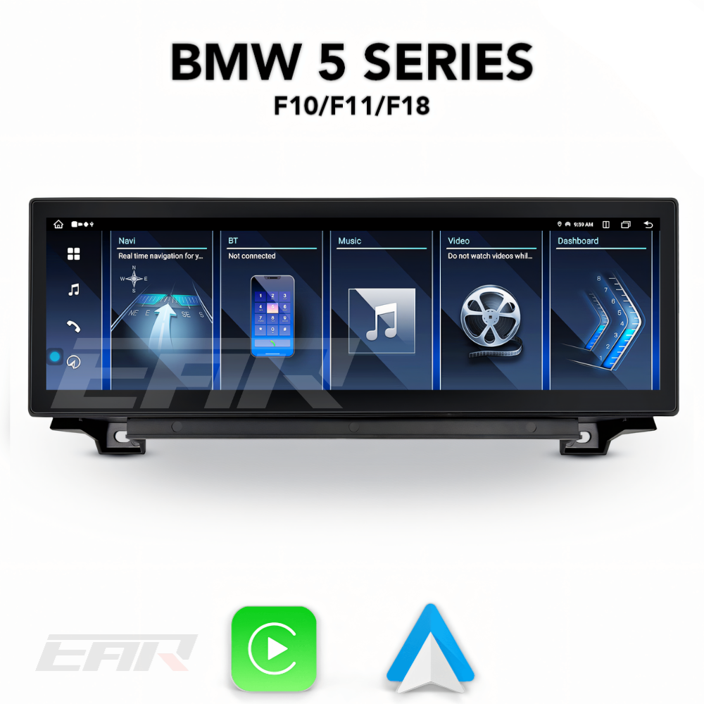 BMW iDrive 8 Android 13.0 5 Series (F10/F11/F18) Multimedia 15" Touchscreen Display + Built-In Wireless Carplay & Android Auto | 2010 - 2017 | RHD