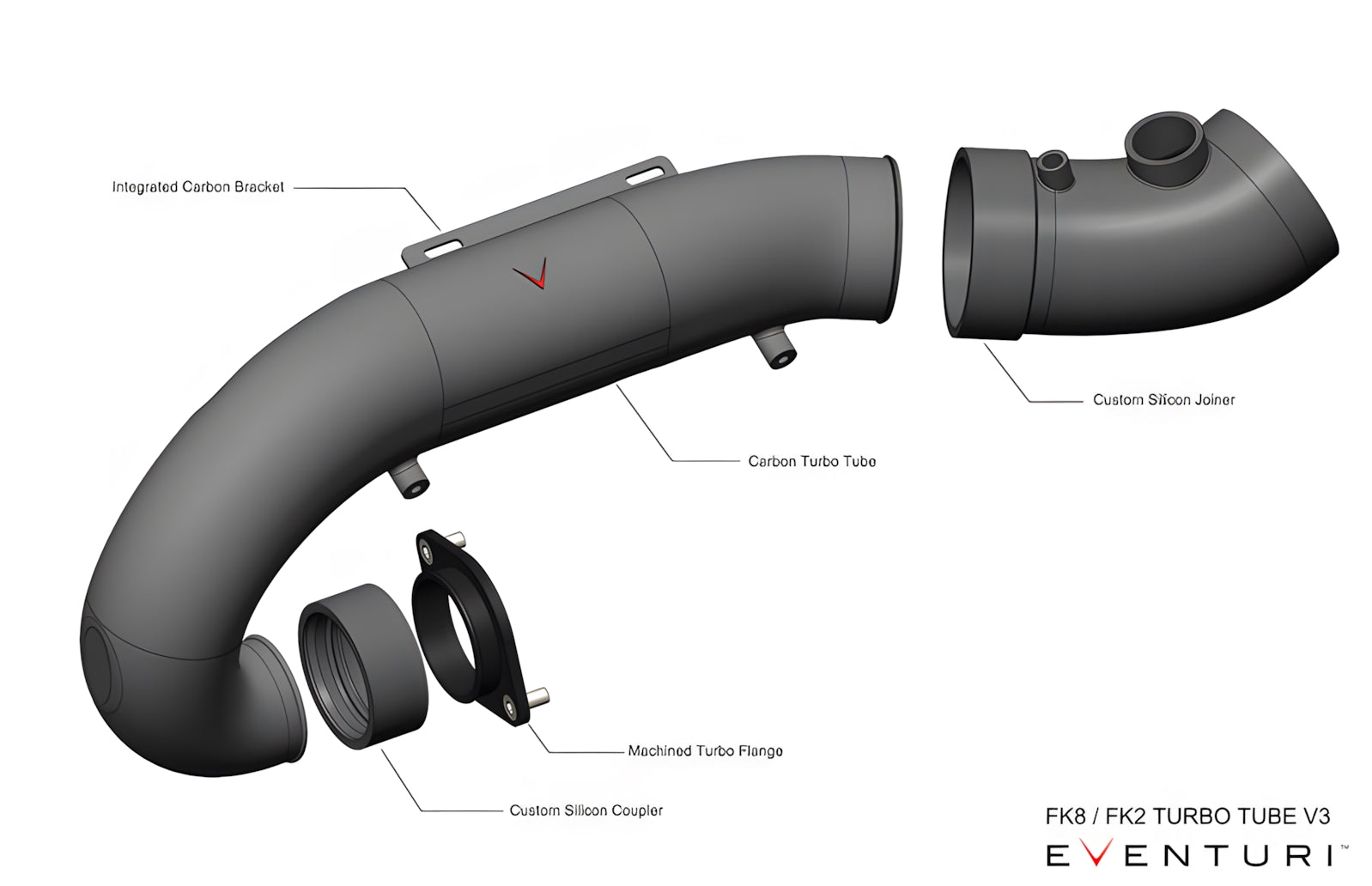 Eventuri Honda Civic Type R | FK2 | V3 Carbon Turbo Tube (For Current V2 Owners)