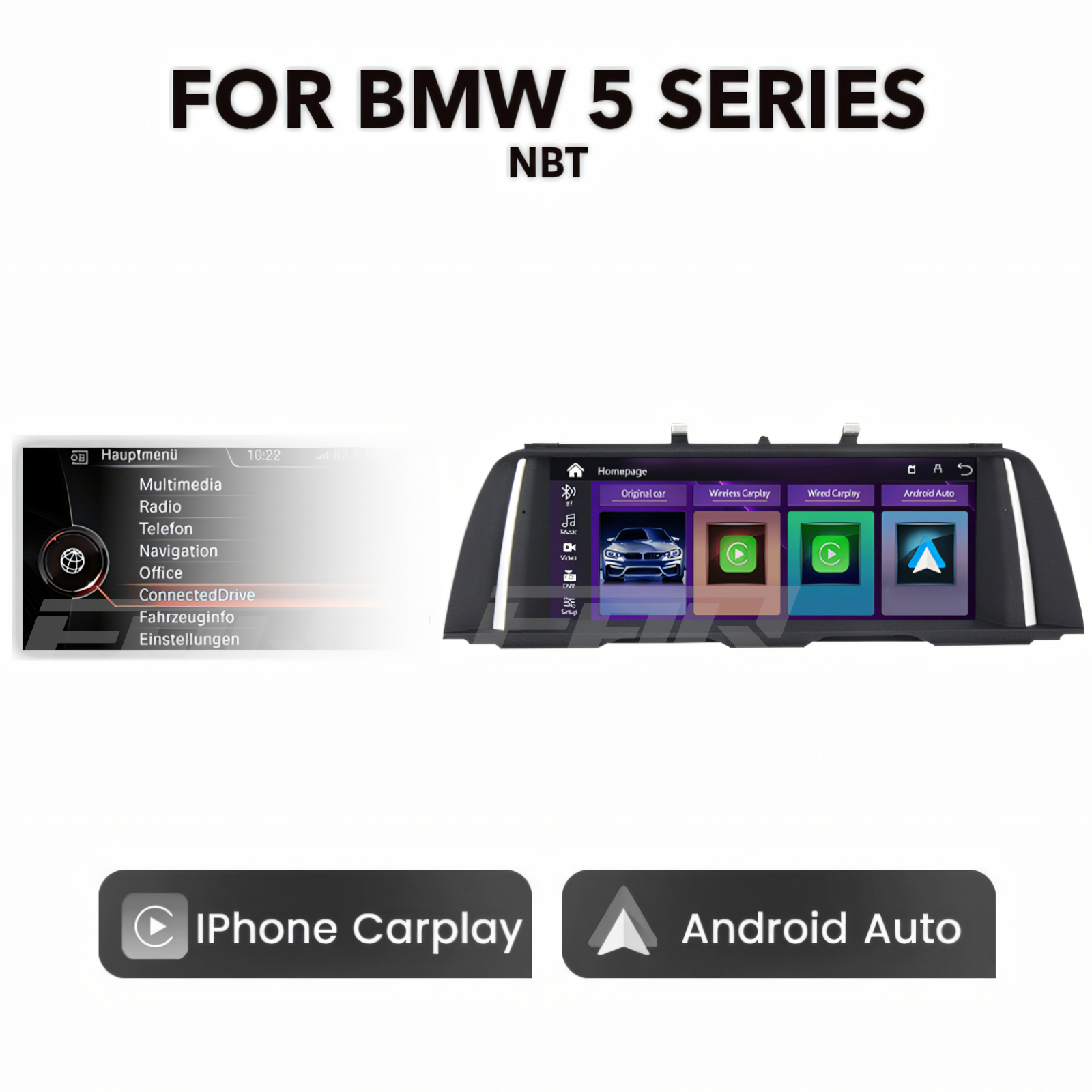 BMW F-Series 5 Series F10/F11/F18 2011 - 2016 10.25" Multimedia Touchscreen Display + Built-in Wireless Carplay & Android Auto (LHD | RHD) - Euro Active Retrofits