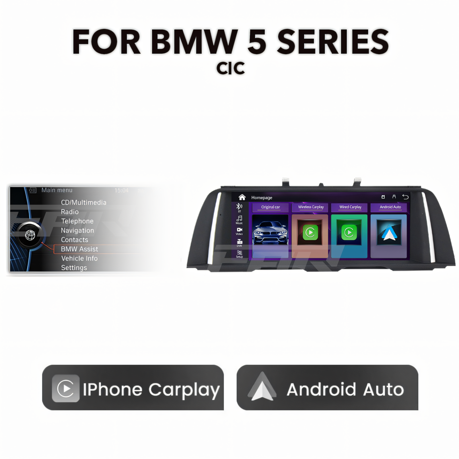 BMW F-Series 5 Series F10/F11/F18 2011 - 2016 10.25" Multimedia Touchscreen Display + Built-in Wireless Carplay & Android Auto (LHD | RHD) - Euro Active Retrofits