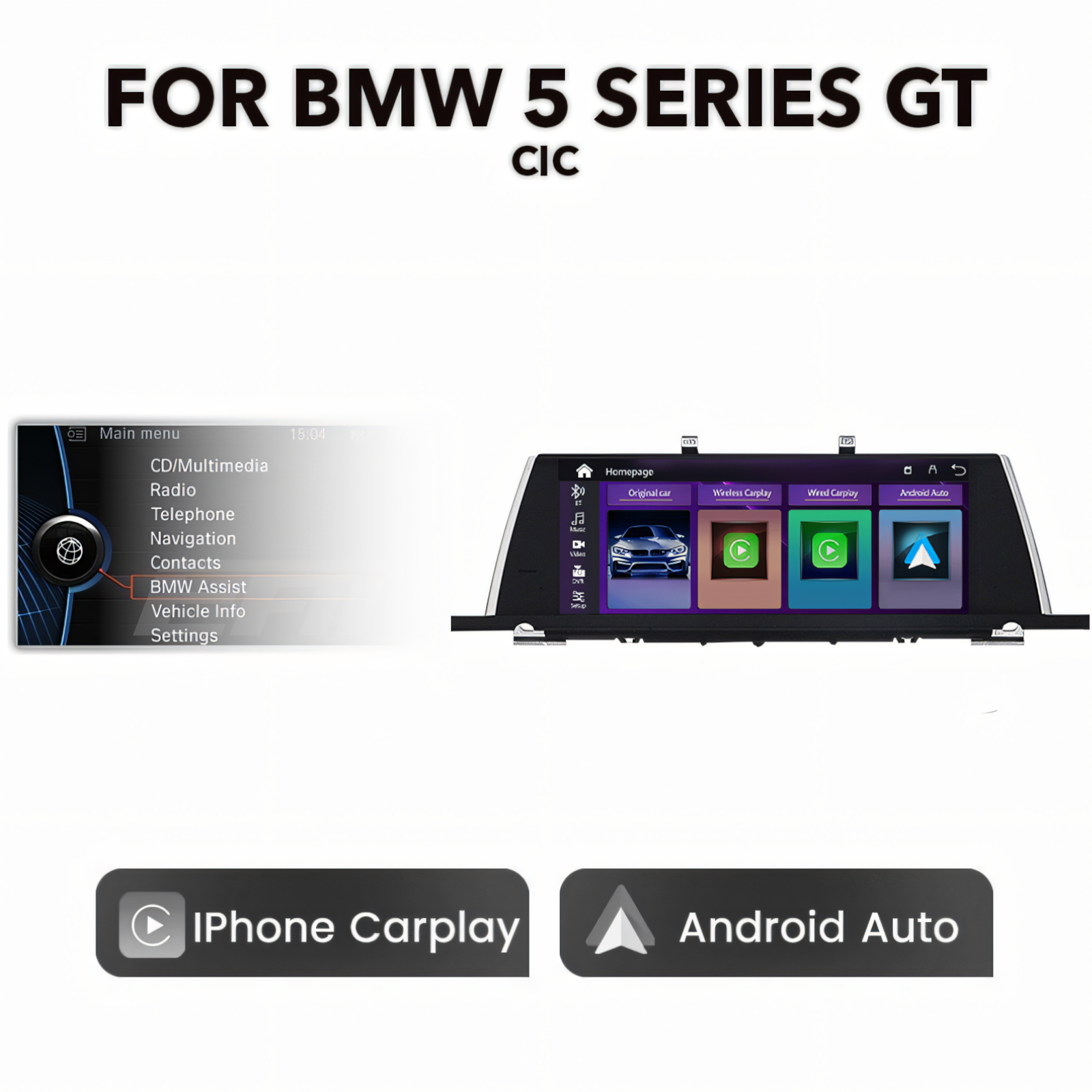 BMW F-Series 5 Series GT F07 2010 - 2017 10.25" Multimedia Touchscreen Display + Built-in Wireless Carplay & Android Auto (LHD | RHD) - Euro Active Retrofits