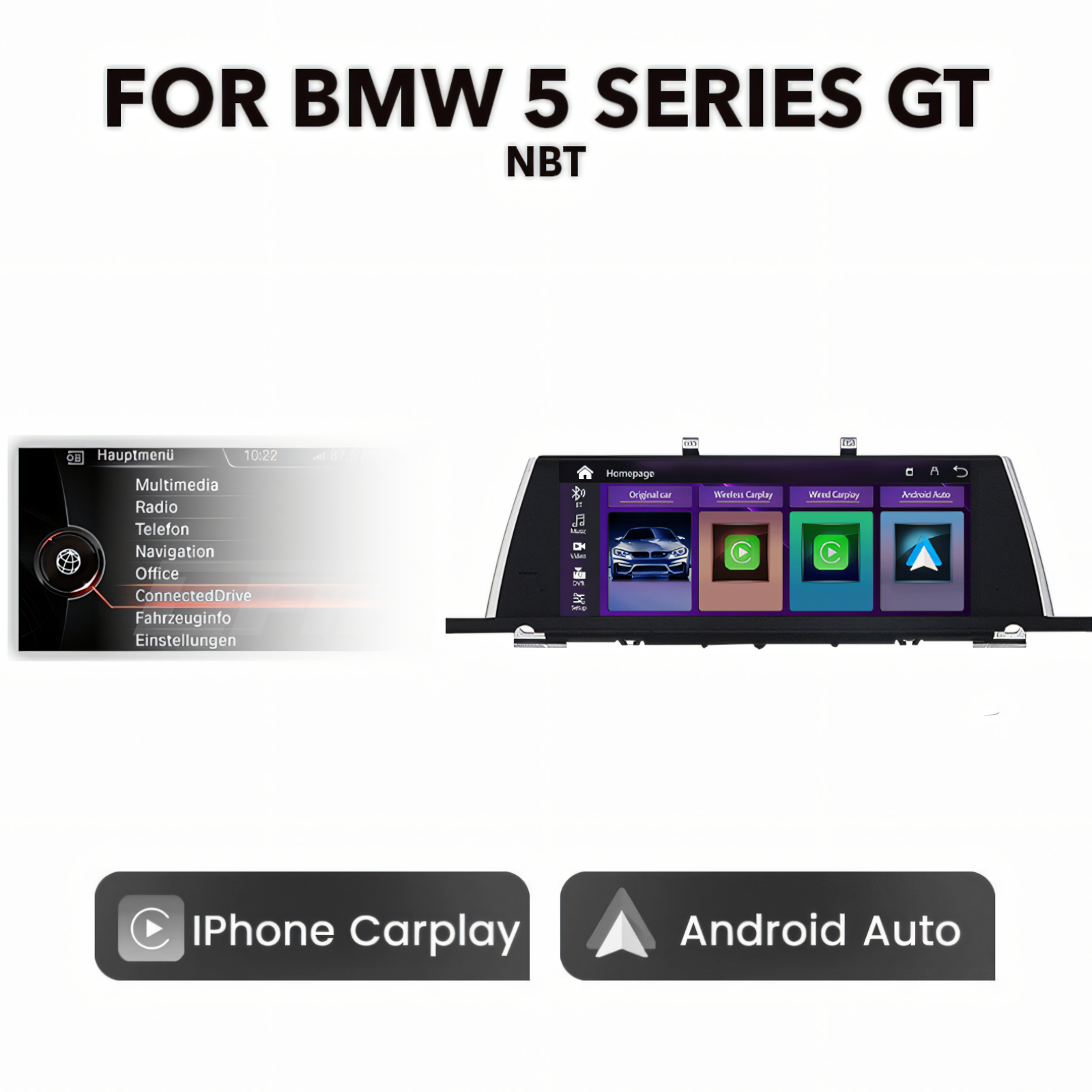 BMW F-Series 5 Series GT F07 2010 - 2017 10.25" Multimedia Touchscreen Display + Built-in Wireless Carplay & Android Auto (LHD | RHD) - Euro Active Retrofits