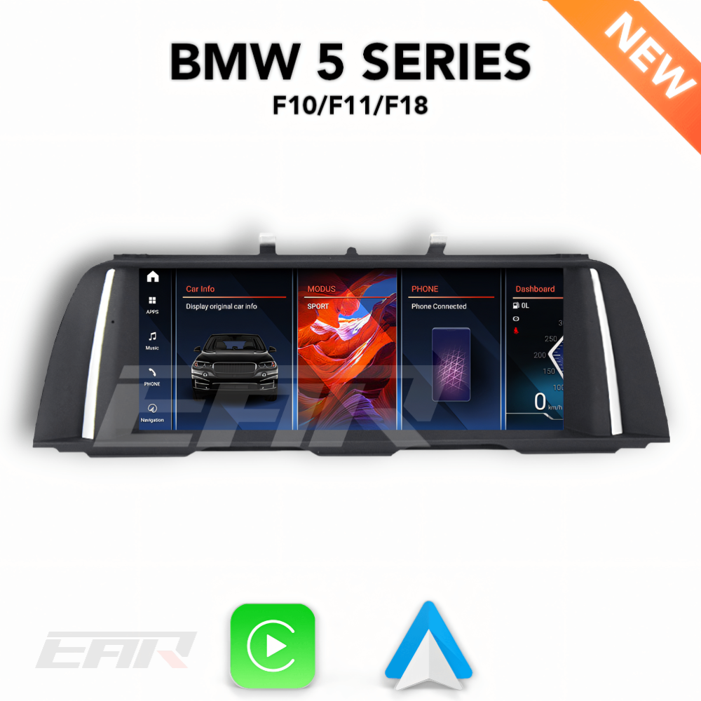 BMW iDrive 8 Android 12.0 5 Series (F10/F11/F18) Multimedia 10.25"/12.3" Touchscreen Display + Built-In Wireless Carplay & Android Auto | 2010 - 2017 | LHD/RHD - Euro Active Retrofits