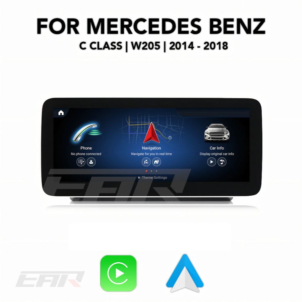 Mercedes Benz C Class Android 13.0 (W205/C205/A205/S205) Multimedia 10.25"/12.3" Touchscreen Display + Built-In Wireless Carplay & Android Auto | 2014 - 2018