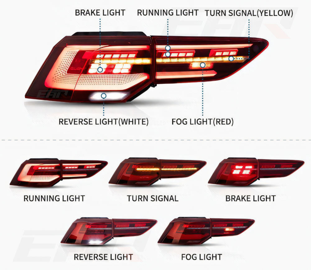 EuroLuxe Volkswagen Golf MK8 GTS Style Sequential LED Tail Lights (Plug & Play) - Euro Active Retrofits