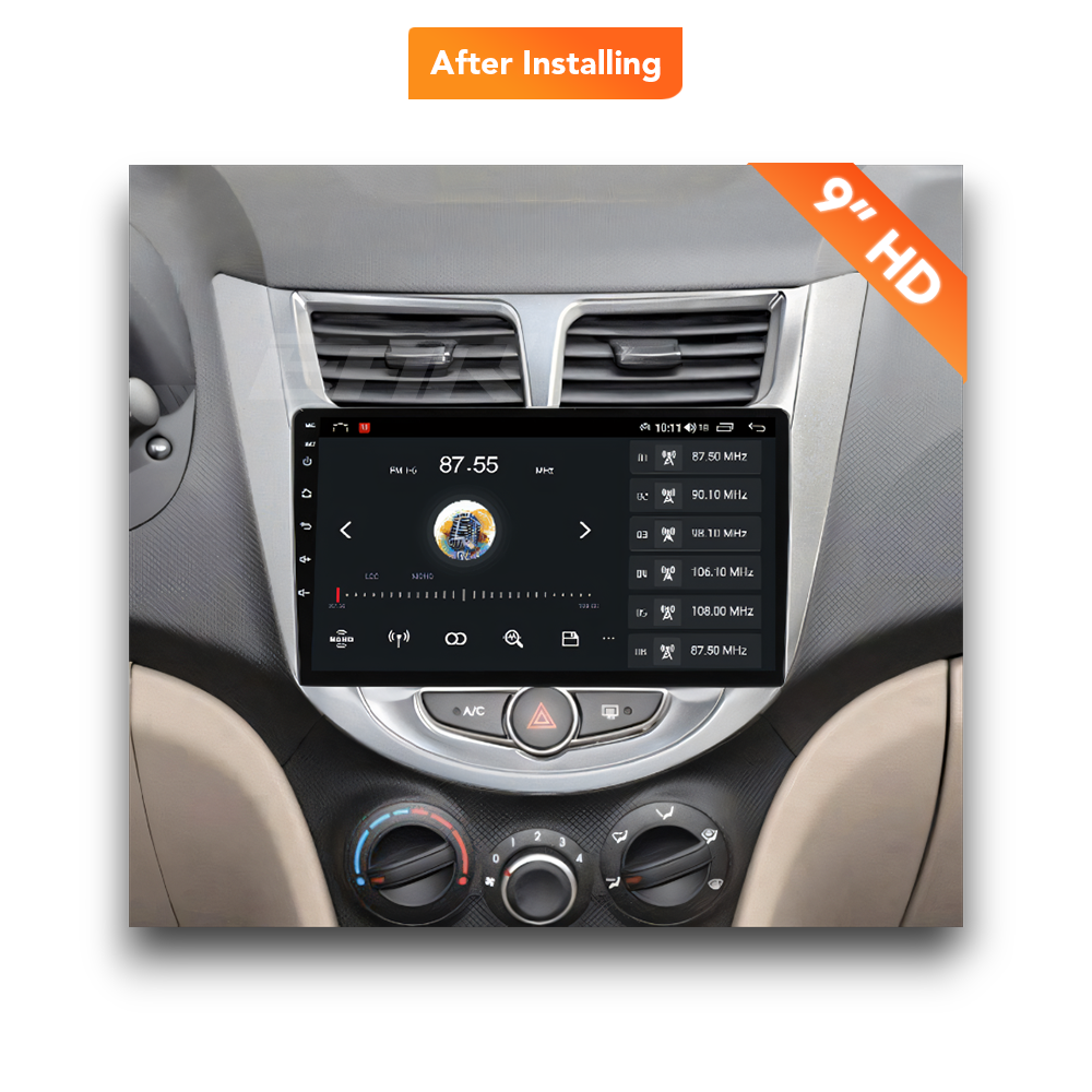 Hyundai Accent/Verna (2011 - 2019) Multimedia 9" Touchscreen Display + Built-In Wireless Carplay & Android Auto - Euro Active Retrofits