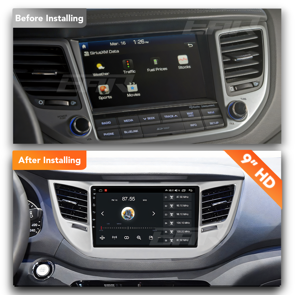 Hyundai Tucson (2014 - 2018) Multimedia 9" Touchscreen Display + Built-In Wireless Carplay & Android Auto - Euro Active Retrofits