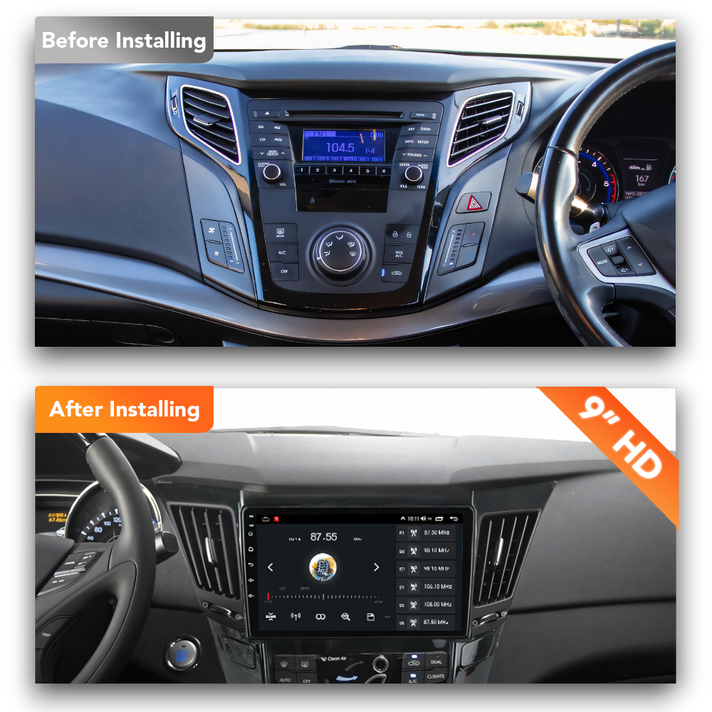 Hyundai i45 (2009 - 2012) Multimedia 9" Touchscreen Display + Built-In Wireless Carplay & Android Auto - Euro Active Retrofits