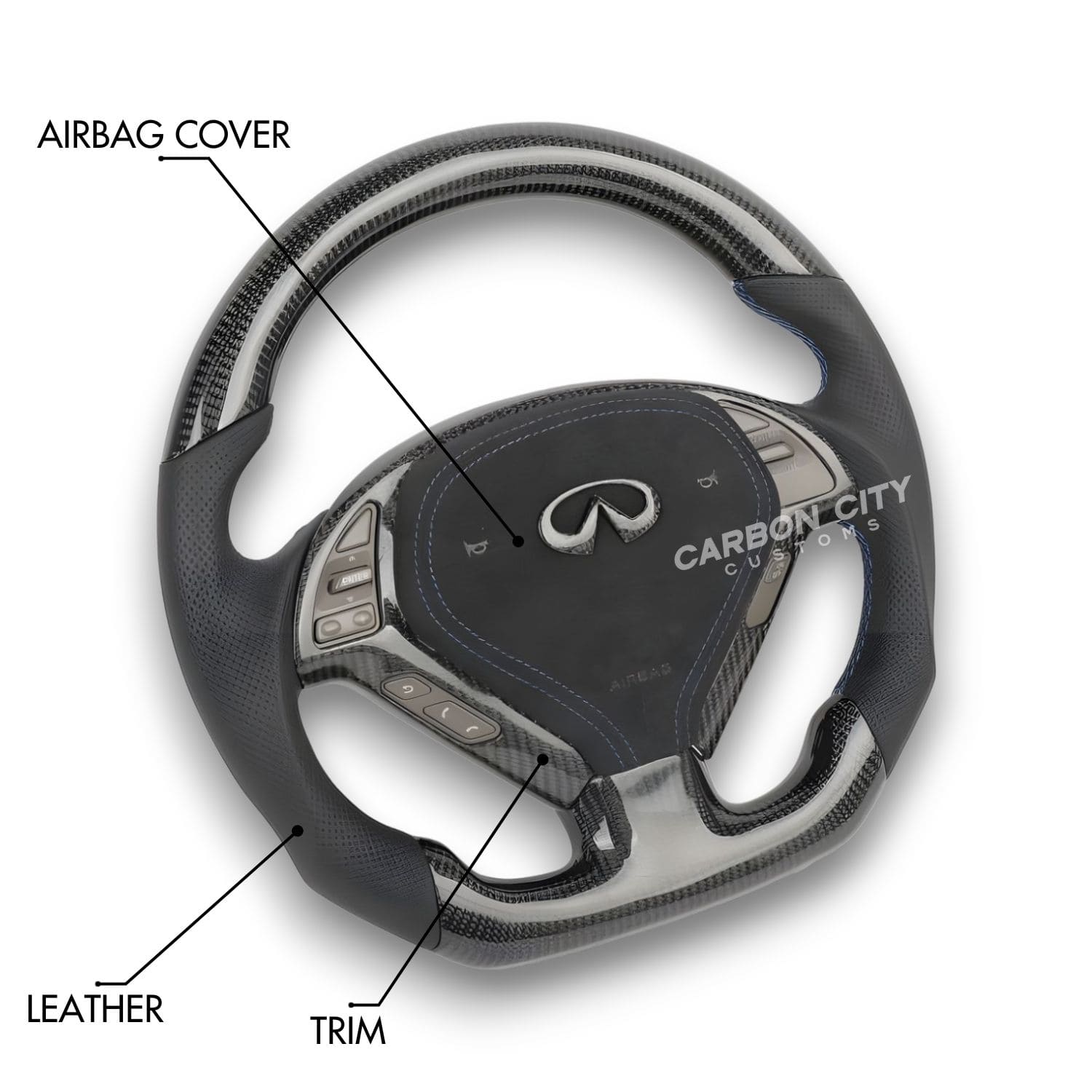 Infiniti G25/G35/G37 Style Customizable Steering Wheel - Carbon City Customs