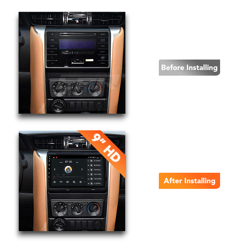 Toyota Fortuner (2015 - 2020) Multimedia 9" Touchscreen Display + Built-In Wireless Carplay & Android Auto - Euro Active Retrofits