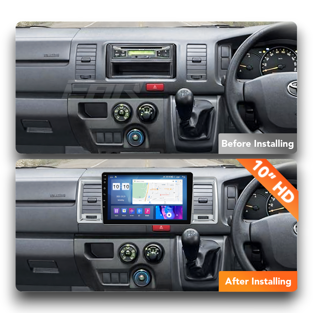 Toyota HiAce (2004 - 2019) Multimedia 10" Touchscreen Display + Built-In Wireless Carplay & Android Auto - Euro Active Retrofits