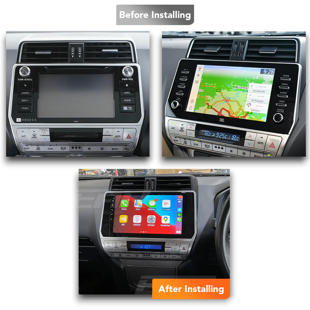 Toyota Prado 150 Series (2017 - 2022) Multimedia 10" Touchscreen Display + Built-In Wireless Carplay & Android Auto - Euro Active Retrofits