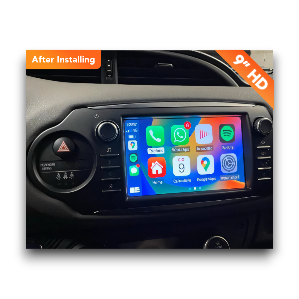 Toyota Yaris (2012 - 2017) Multimedia 9" Touchscreen Display + Built-In Wireless Carplay & Android Auto - Euro Active Retrofits